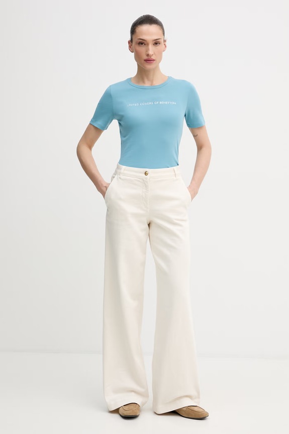 United Colors of Benetton t-shirt bawełniany 3GA8E16A2 niebieski SS26