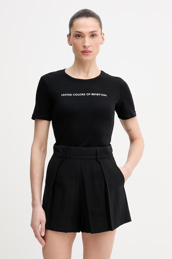 Bavlnené tričko United Colors of Benetton potlač čierna 3GA8E16A2