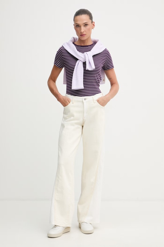 United Colors of Benetton kratka majica ženska bombažna 339PD10BX vijolična SS26