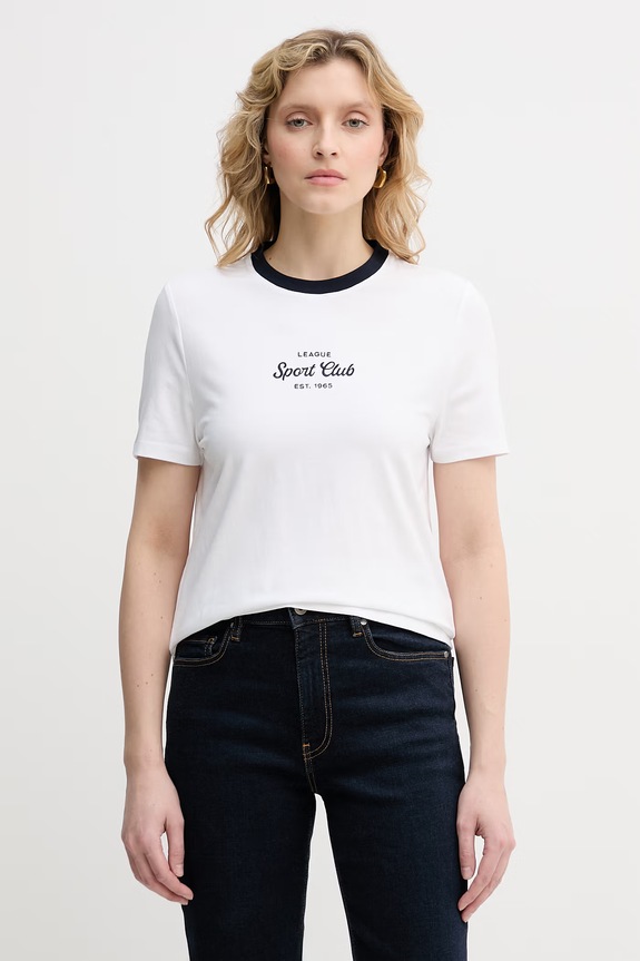 United Colors of Benetton t-shirt damski bawełniany z elastanem biały 3ECMD10C7