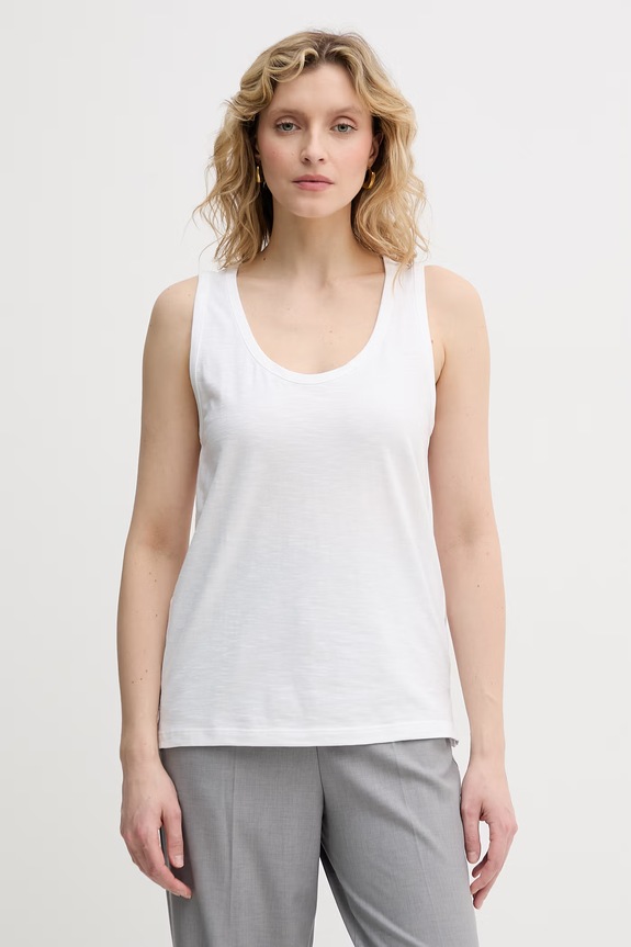 United Colors of Benetton top pentru femei, din bumbac alb 3BVXDH01A