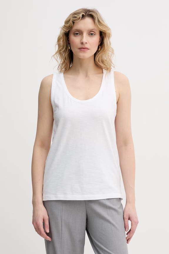 United Colors of Benetton top pentru femei, din bumbac alb 3BVXDH01A