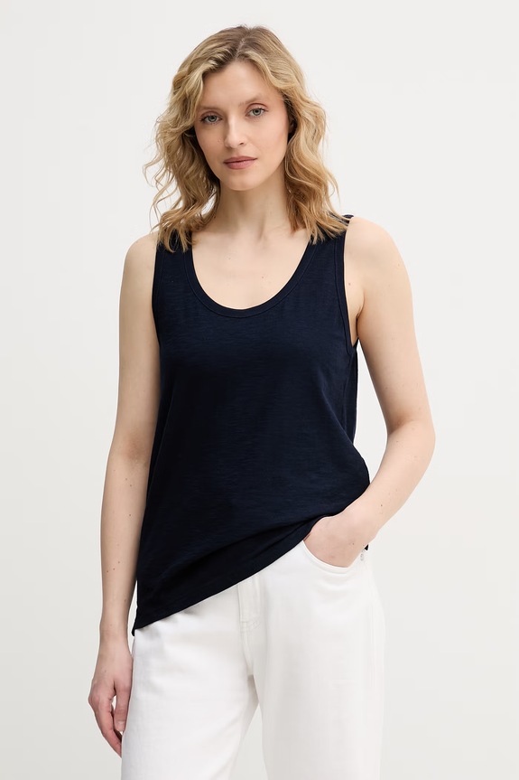United Colors of Benetton top pentru femei, din bumbac bleumarin 3BVXDH01A