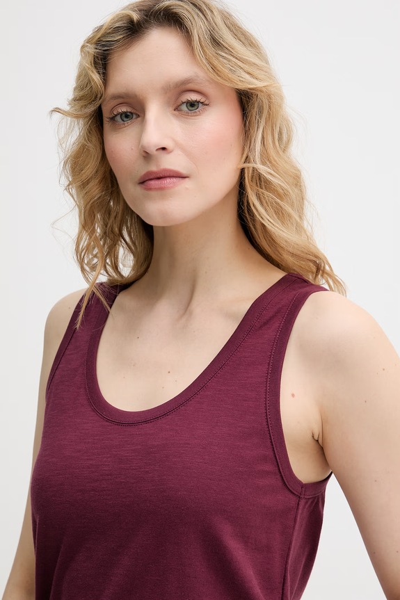 United Colors of Benetton top pentru femei, din bumbac burgundia 3BVXDH01A