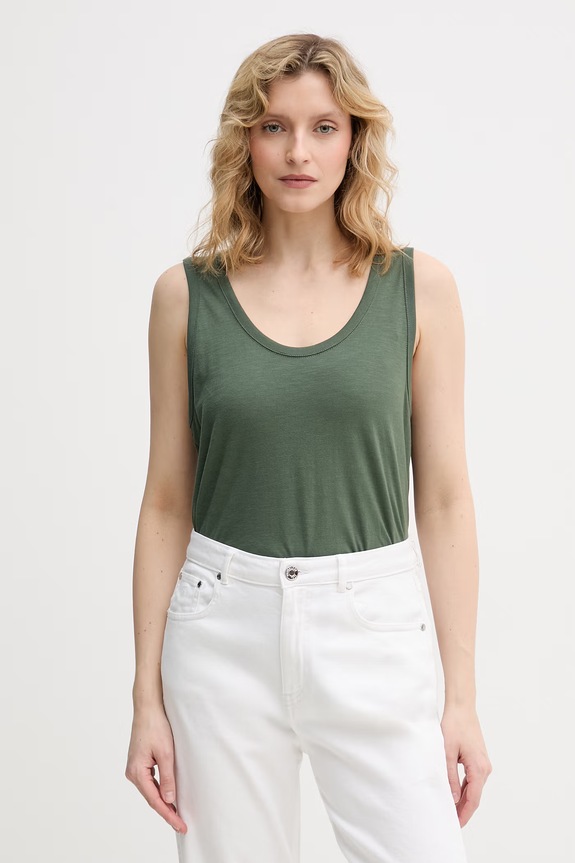 United Colors of Benetton top damski bawełniany zielony 3BVXDH01A