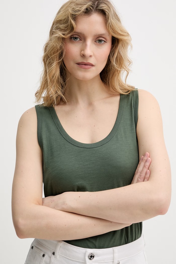 United Colors of Benetton top damski bawełniany zielony 3BVXDH01A