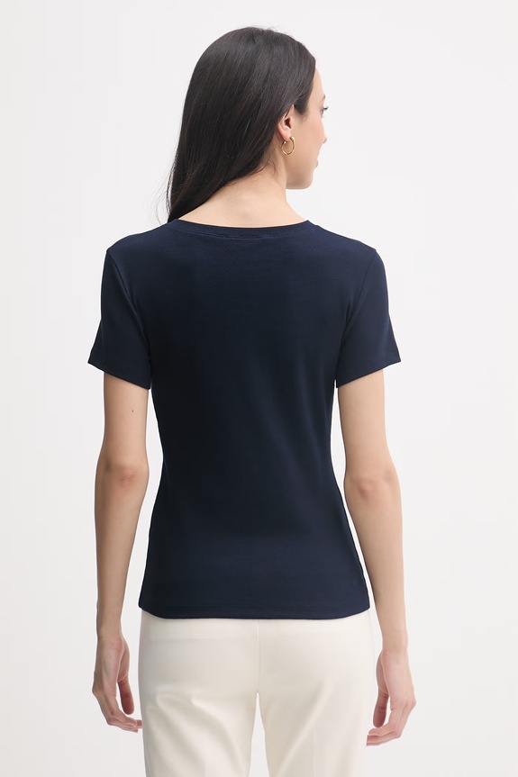 Ρούχα United Colors of Benetton T-shirt Γυναικείο βαμβακερό με ελαστάν 3O4YD10CC σκούρο μπλε