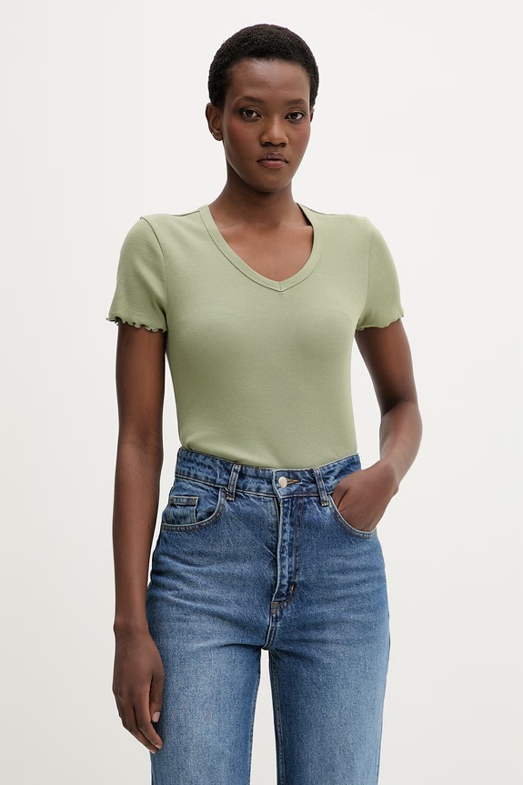 United Colors of Benetton tricou pentru femei, din bumbac verde 3O4YD4028