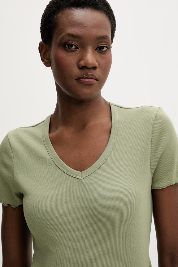 United Colors of Benetton tricou pentru femei, din bumbac verde 3O4YD4028