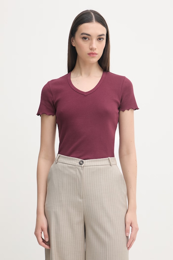 United Colors of Benetton női pamut póló burgundia 3O4YD4028