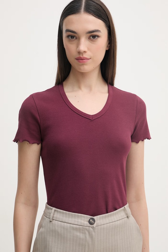 United Colors of Benetton női pamut póló burgundia 3O4YD4028