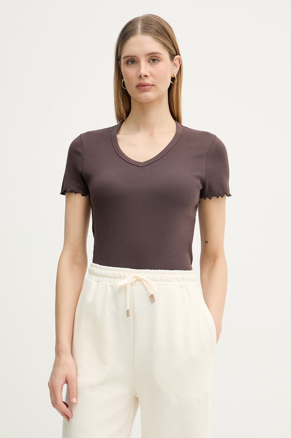 United Colors of Benetton t-shirt Γυναικείο βαμβακερό καφέ 3O4YD4028