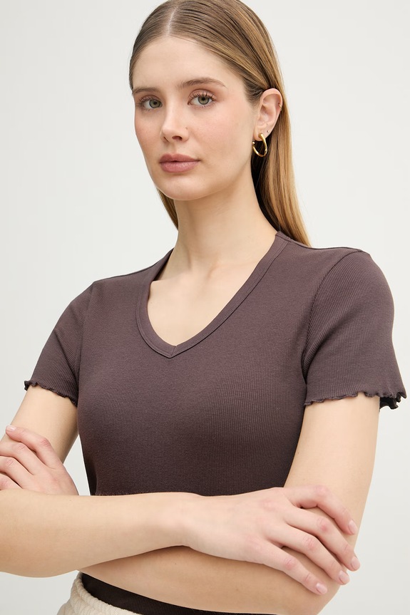 United Colors of Benetton t-shirt Γυναικείο βαμβακερό καφέ 3O4YD4028