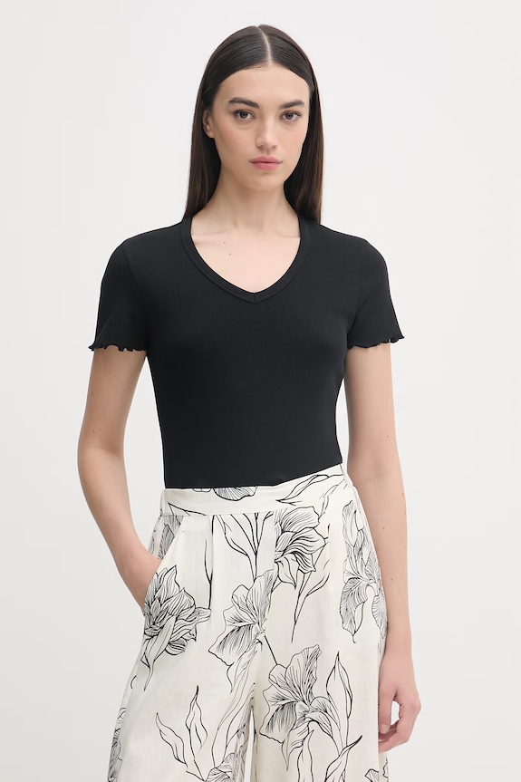 United Colors of Benetton tricou pentru femei, din bumbac negru 3O4YD4028
