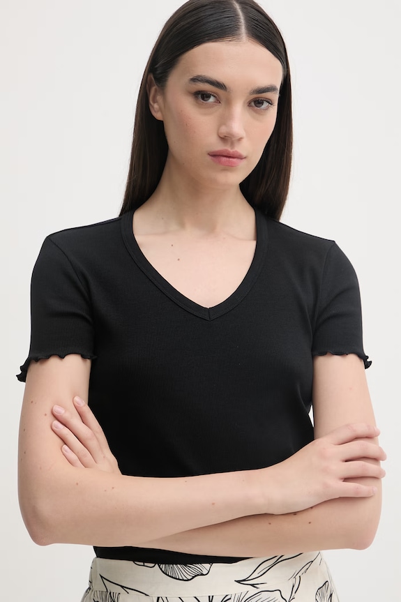 United Colors of Benetton tricou pentru femei, din bumbac negru 3O4YD4028
