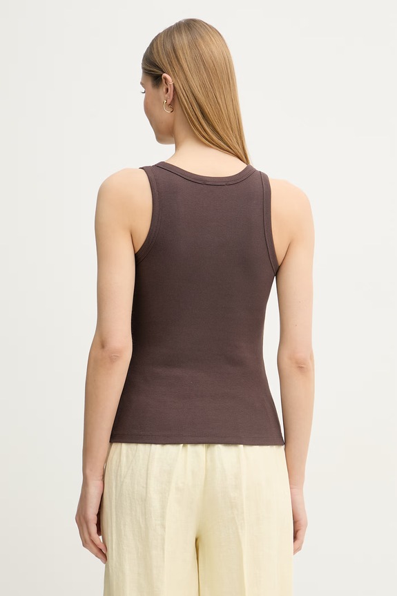 Oblačila United Colors of Benetton ženski top iz bombaža z elastanom 3O4YDH01B rjava