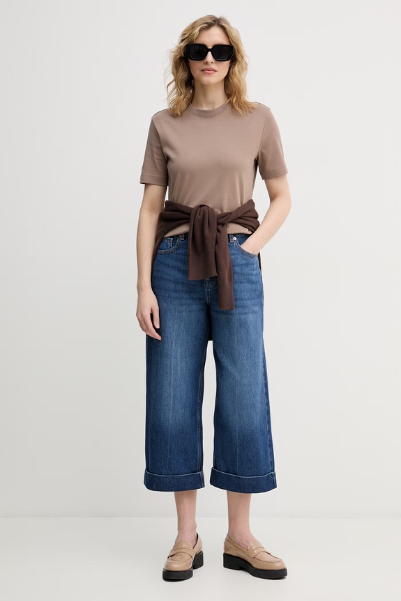 United Colors of Benetton póló női pamut 3T5BD10CA barna SS26