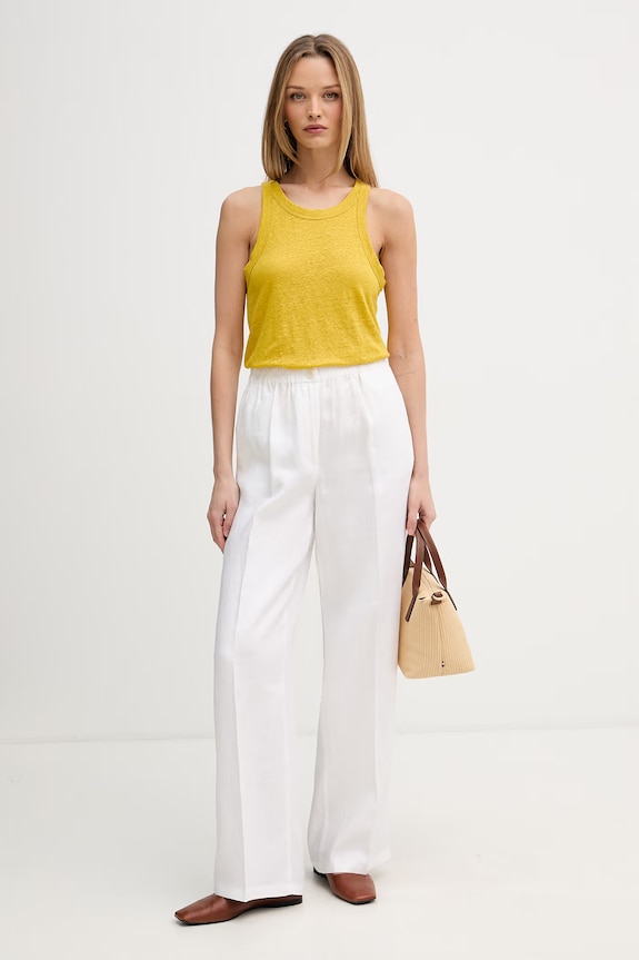 United Colors of Benetton τοπ γυναικείο λινό 3TKEEH001 κίτρινο SS26