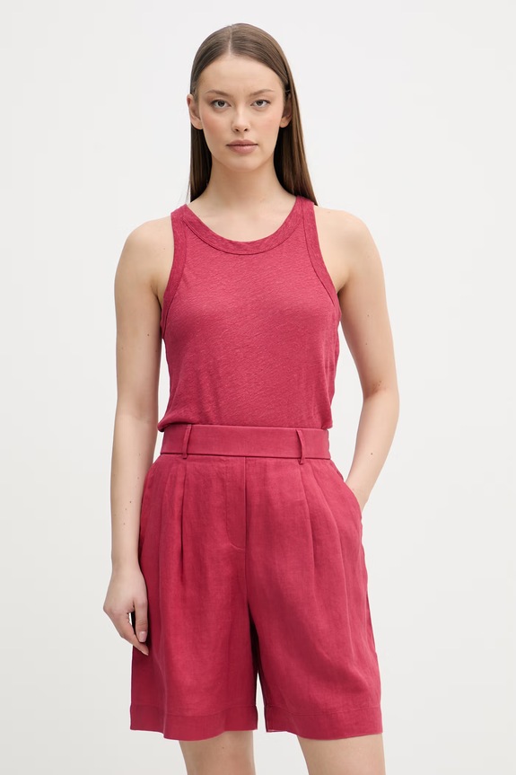United Colors of Benetton top dámsky ľanový červená 3TKEEH001