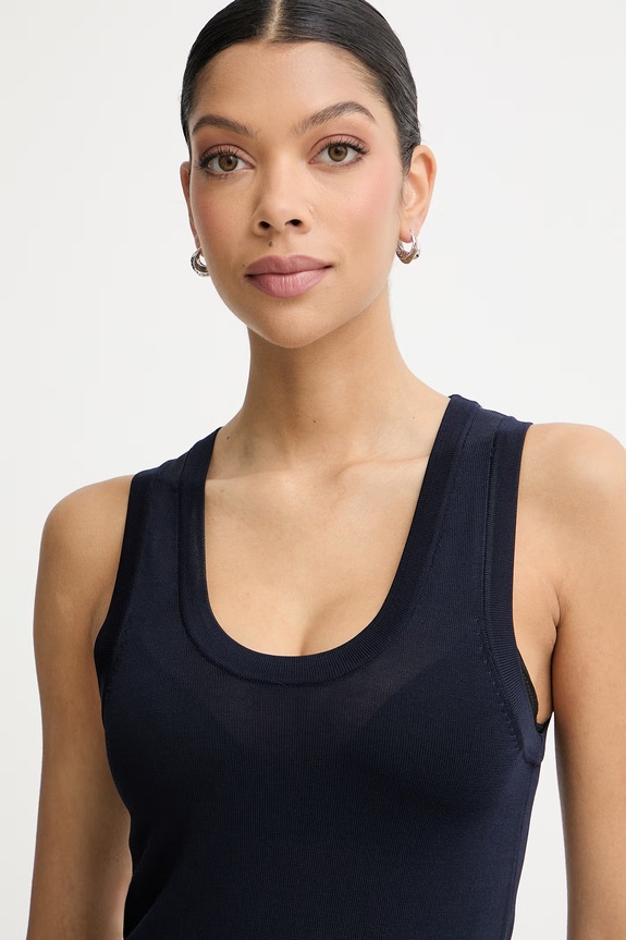 United Colors of Benetton top pentru femei, cu vâscoză bleumarin 198XDH01I