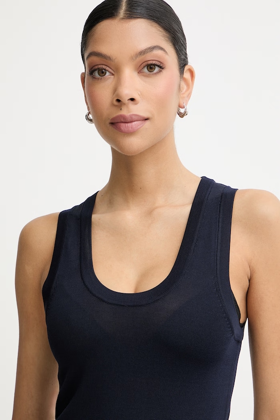 United Colors of Benetton top pentru femei, cu vâscoză bleumarin 198XDH01I