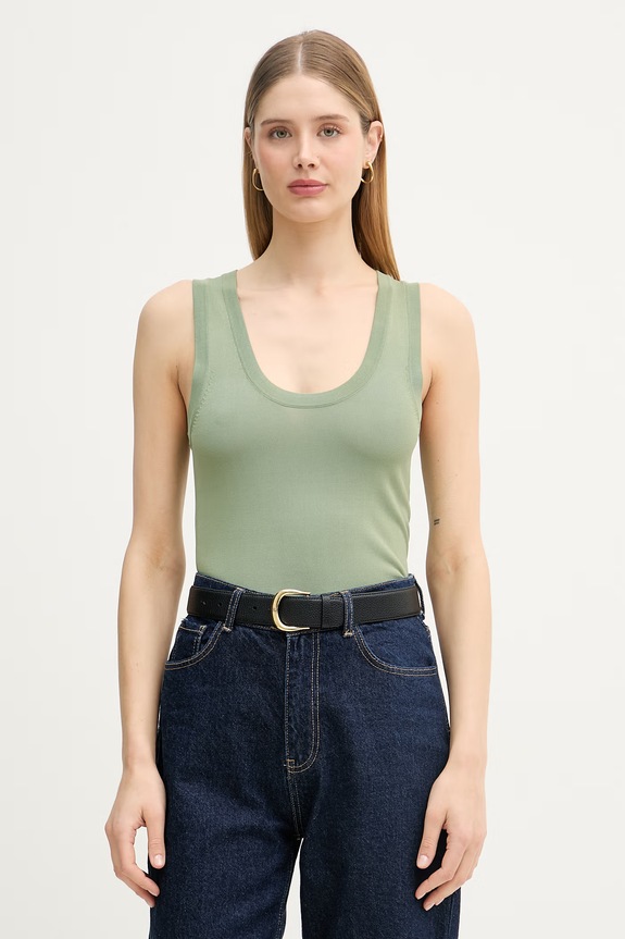 United Colors of Benetton top pentru femei, cu vâscoză verde 198XDH01I