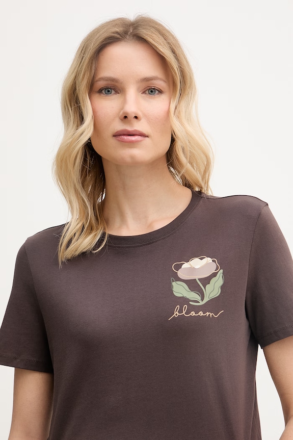 United Colors of Benetton T-shirt damski bawełniany brązowy 3096D10CU
