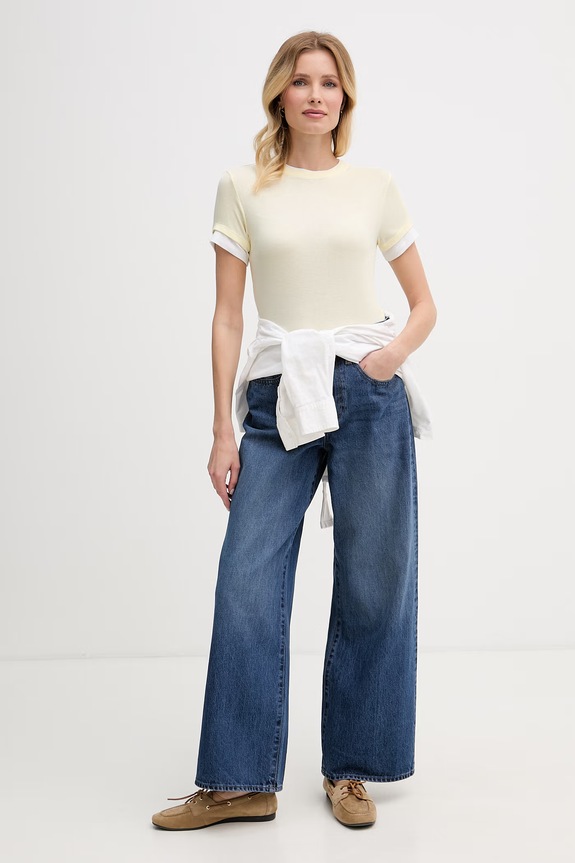 United Colors of Benetton tričko dámské s viskózou 32YDD10CQ žlutá SS26