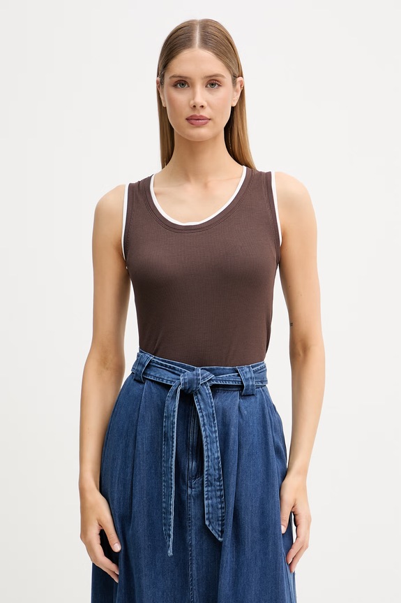 United Colors of Benetton top ženski viskozen rjava 32YDDH01C