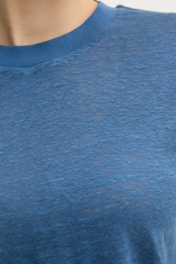 United Colors of Benetton tričko dámske ľanové 3TKEE1009 tmavomodrá