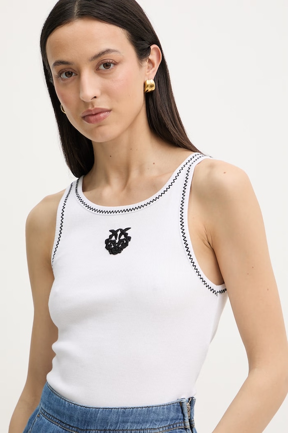 Pinko top pentru femei, din bumbac cu elastan alb 106816.A3AL