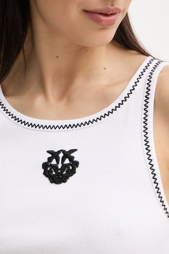 Pinko top pentru femei, din bumbac cu elastan 106816.A3AL alb
