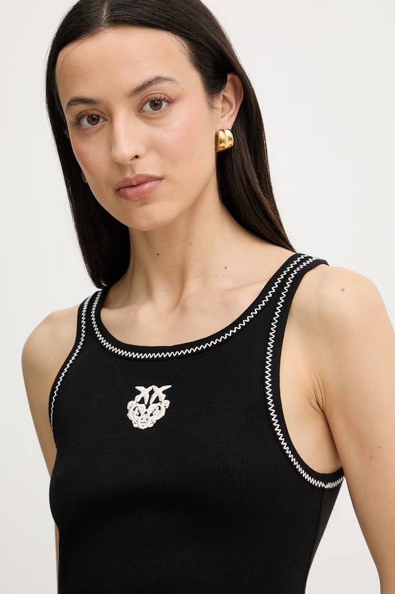 Pinko top damski bawełniany z elastanem czarny 106816.A3AL
