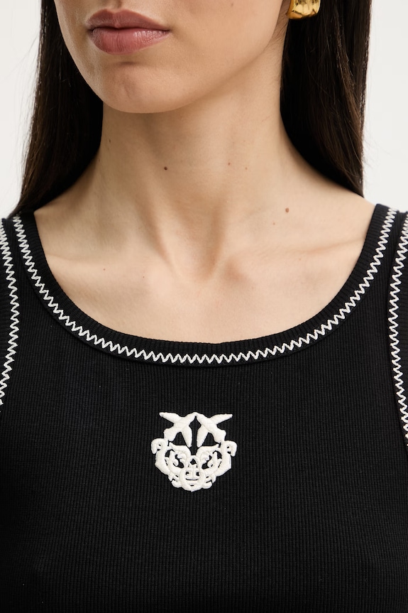 Pinko top damski bawełniany z elastanem 106816.A3AL czarny