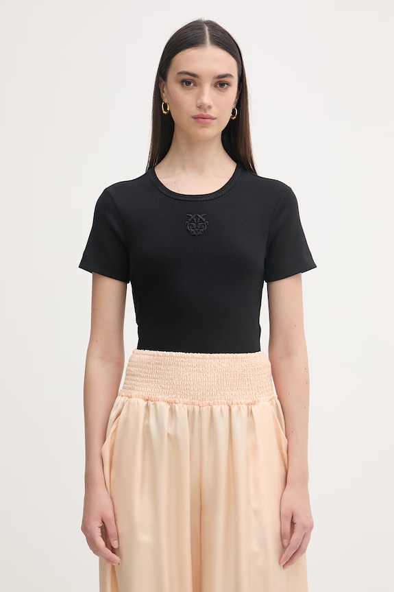 Pinko tricou pentru femei, din bumbac cu elastan negru 106815.A3AL