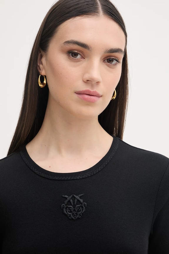 Pinko tricou pentru femei, din bumbac cu elastan negru 106815.A3AL