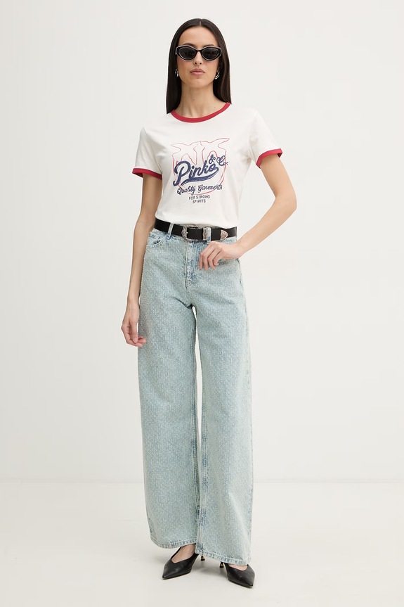 Pinko tričko dámske bavlnené 106902.A3C2 béžová SS26