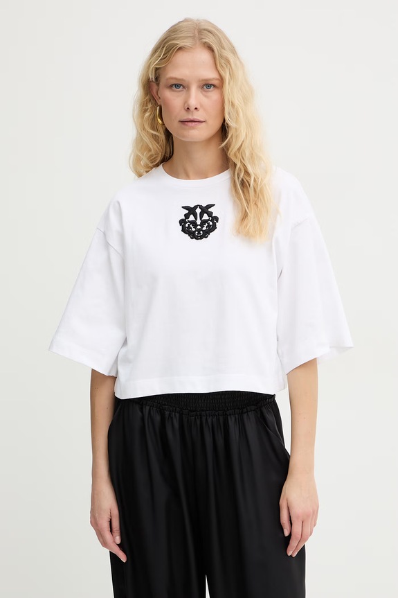 Pinko t-shirt damski bawełniany biały 106814.A3AM