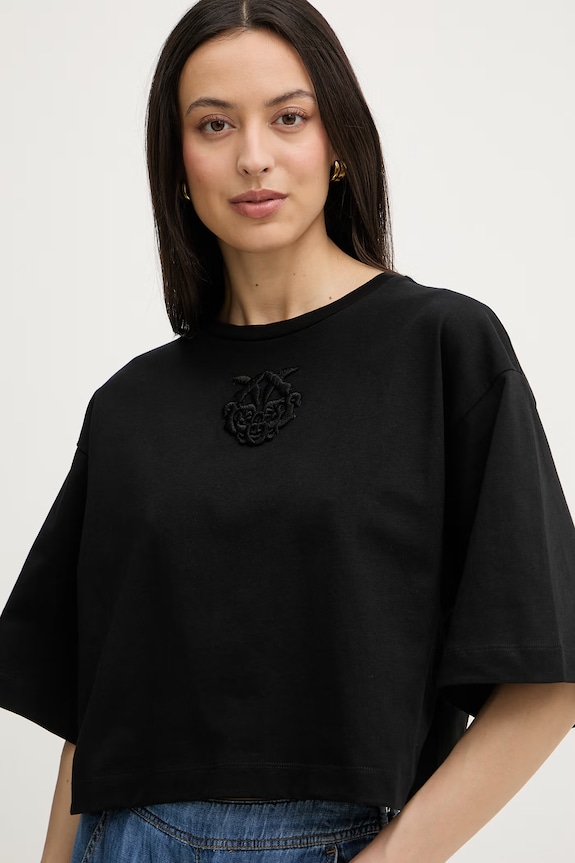 Pinko t-shirt damski bawełniany czarny 106814.A3AM