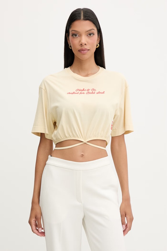 Pinko T-shirt γυναικείο βαμβακερό κίτρινο 106871.A3BM