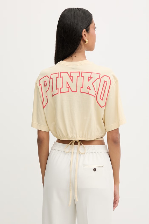 Ρούχα Pinko T-shirt γυναικείο βαμβακερό 106871.A3BM κίτρινο