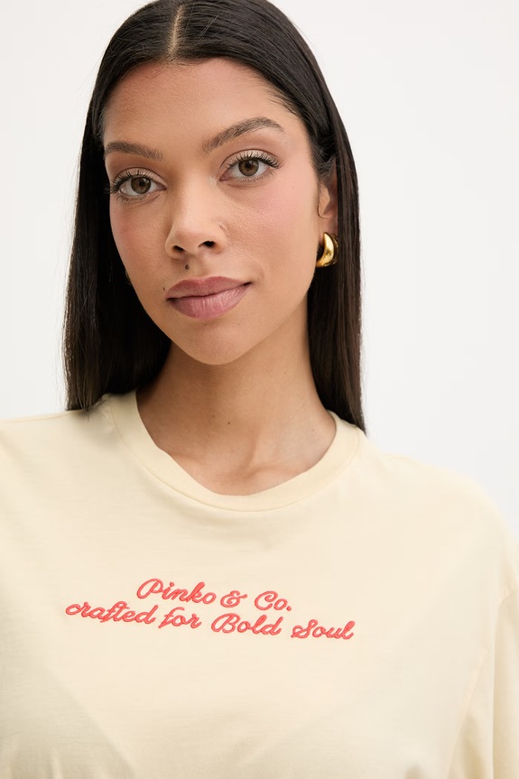 Pinko T-shirt γυναικείο βαμβακερό κίτρινο 106871.A3BM