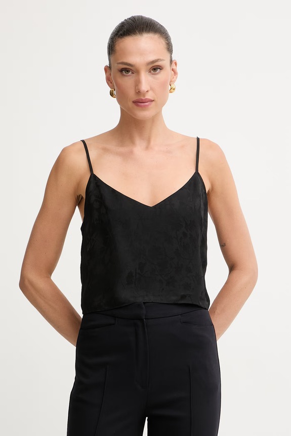 Pinko bluzka na ramiączkach damska z modalem czarny 106869.A3AN