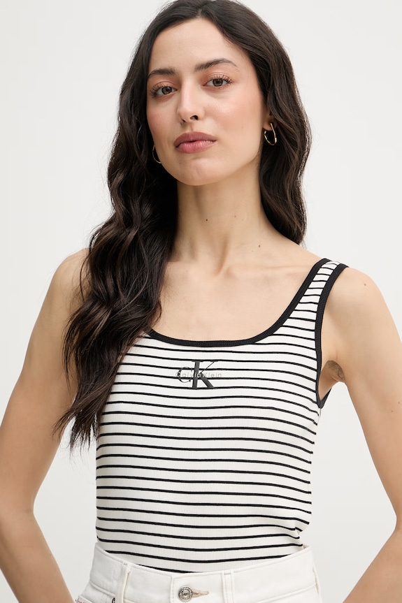 Calvin Klein Jeans top pentru femei, din bumbac cu elastan bej LV047F832G