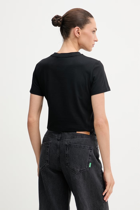 Îmbrăcăminte Calvin Klein Jeans tricou basic bumbac cu elastan LV047AB213 negru