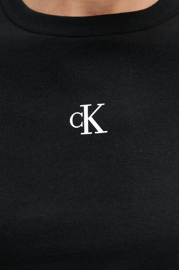 Calvin Klein Jeans tricou basic bumbac cu elastan LV047AB213 negru