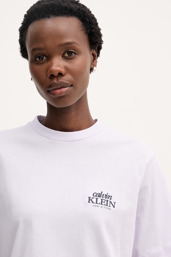 Calvin Klein Jeans t-shirt damski bawełniany fioletowy LV047F801G