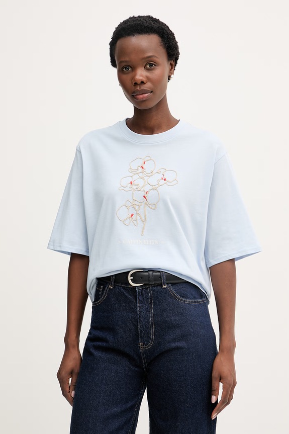 Calvin Klein Jeans tričko dámske bavlnené modrá LV047F804G