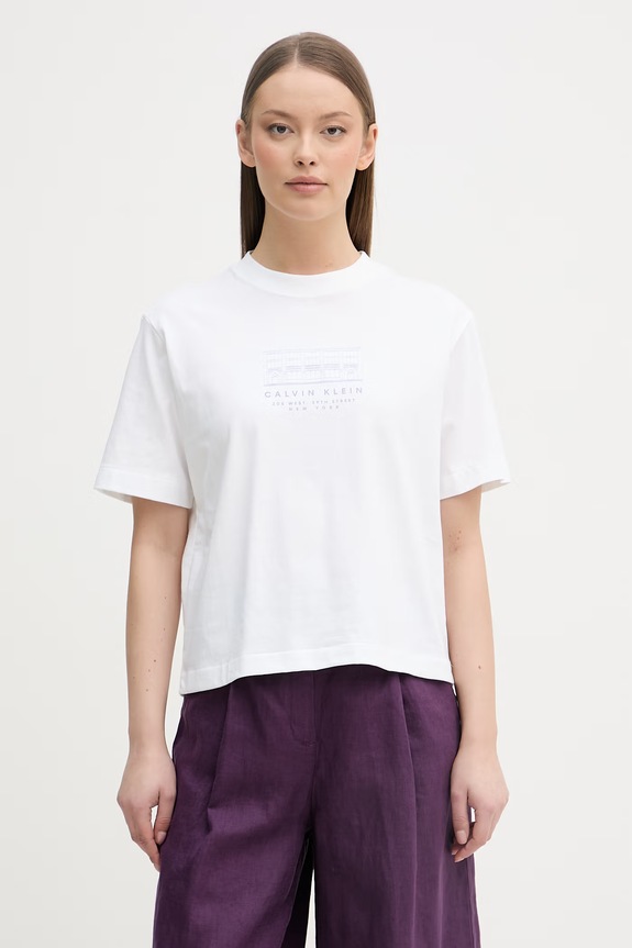 Calvin Klein Jeans tričko dámske bavlnené biela LV047F806G