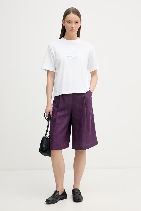 Calvin Klein Jeans tričko dámske bavlnené LV047F806G biela SS26